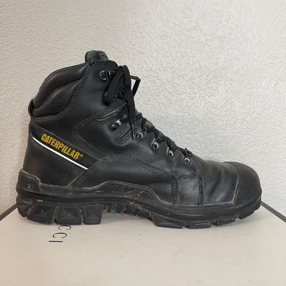Caterpillar P90848 Black Leather Work Boots Composite Toe Waterproof Mens 10.5 W main image 8